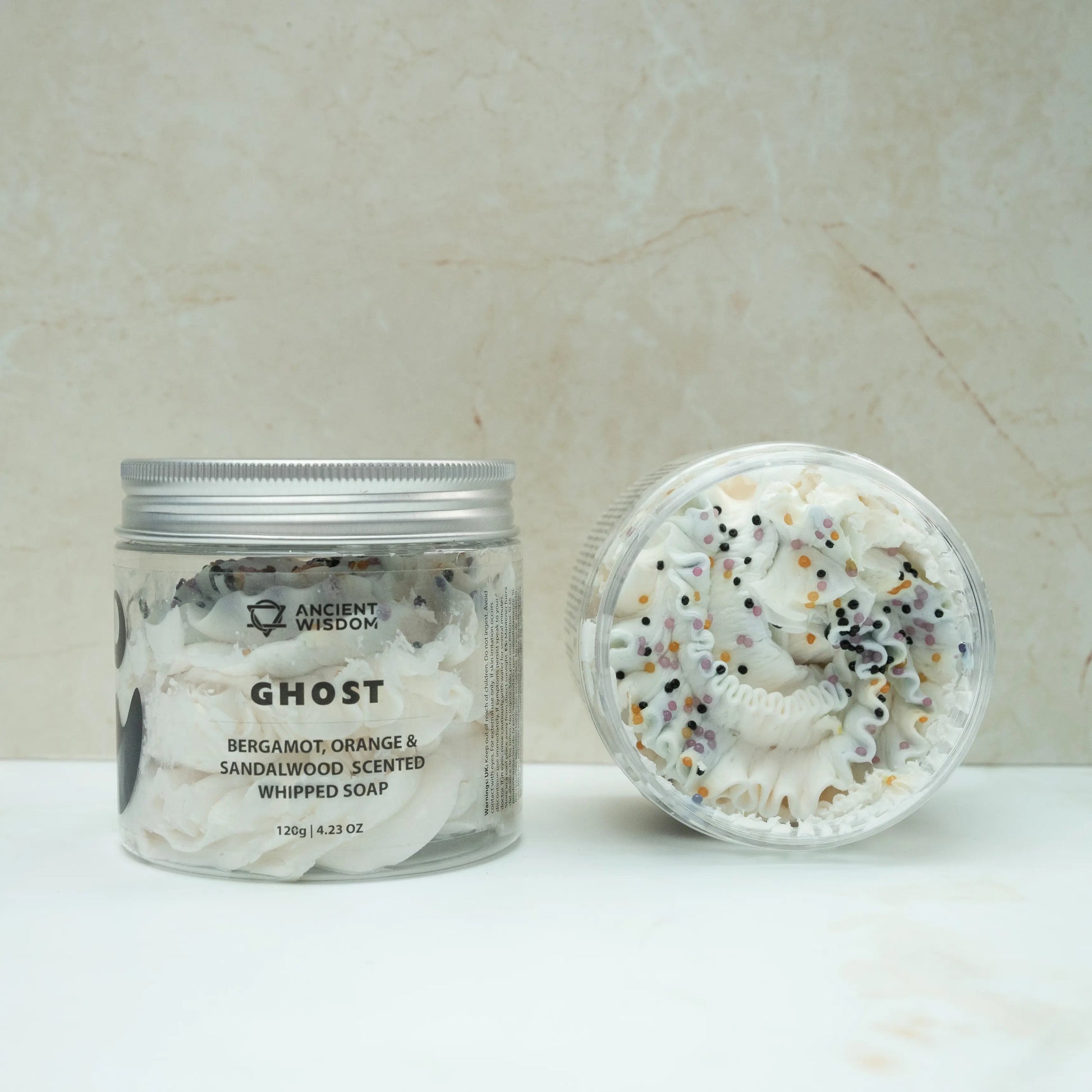Ghost Whipped Soap, a blend of bergamot, orange and sandalwood.