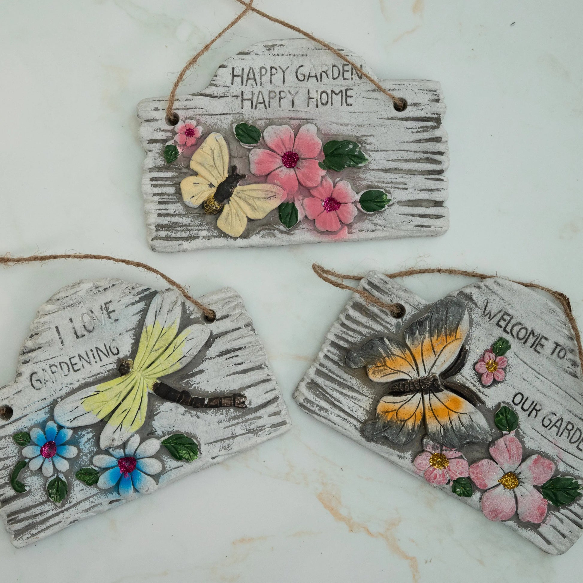 Hanging Concrete Garden Signs - Three Bears Emporium