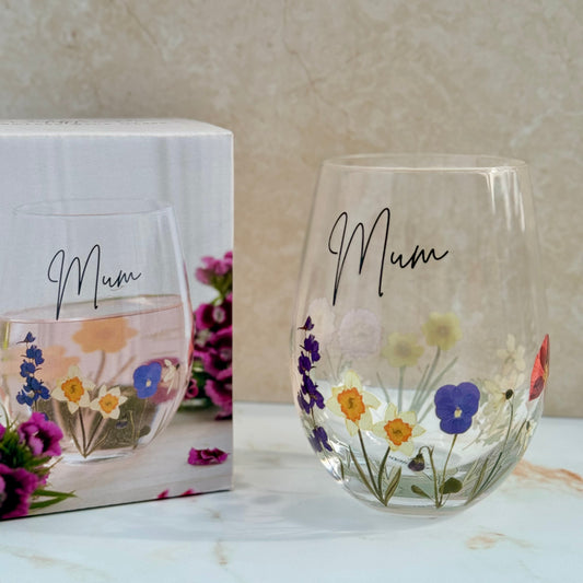 Mum Floral Wine Glass - Three Bears Emporium