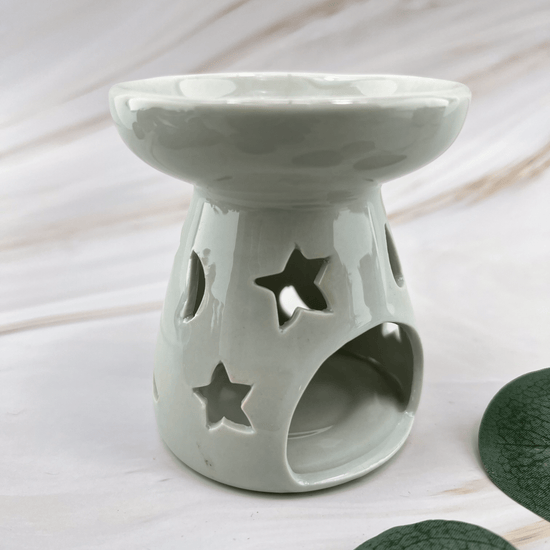 Moon & Stars White Wax Melt Burner - Three Bears Emporium