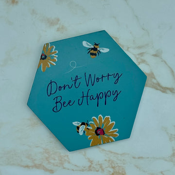 Bee Happy wooden coaster 