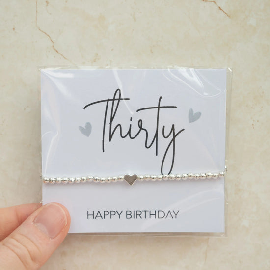 30th Birthday Silver Beaded Bracelet - Three Bears Emporium