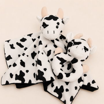Cow Baby Rattle & Comforter Set