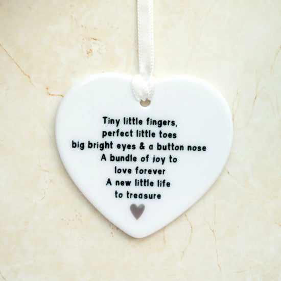 New Baby Ceramic Heart with Poem