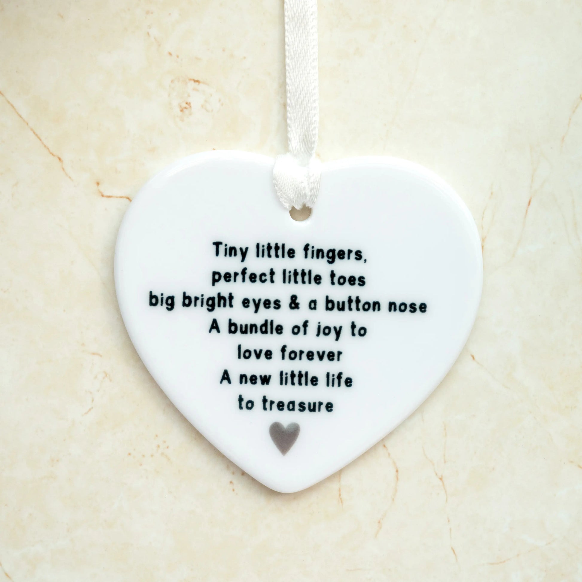 New Baby Ceramic Heart with Poem