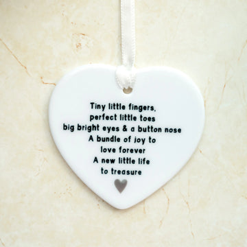 New Baby Ceramic Heart with Poem