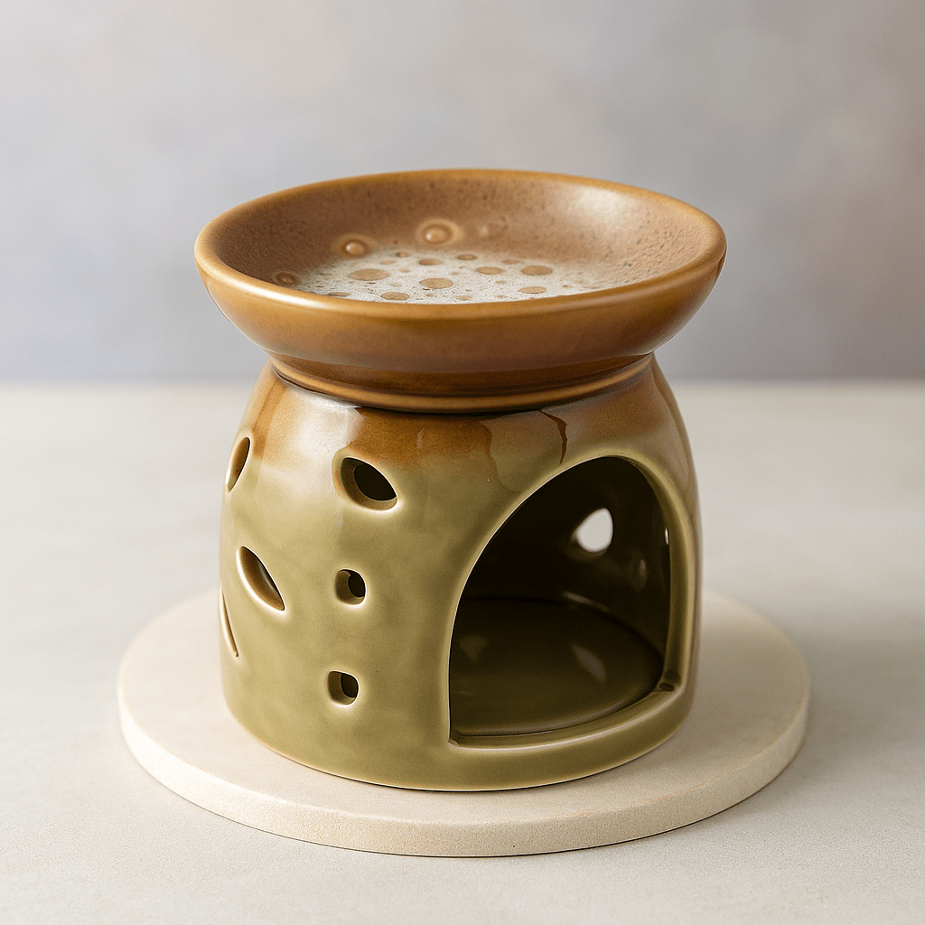 Classic Natural Oil Burner In Green - Three Bears Emporium