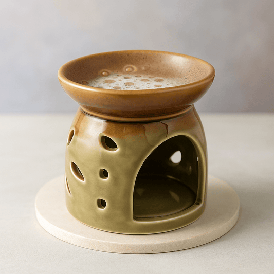 Classic Natural Oil Burner In Green - Three Bears Emporium