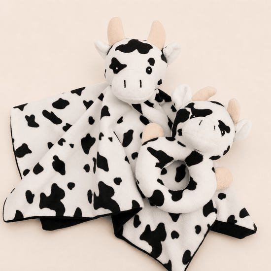 Cow Baby Rattle & Comforter Set - Three Bears Emporium