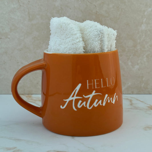 Hello Autumn Mug With Socks - Three Bears Emporium