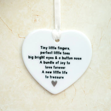 New Baby Ceramic Heart with Poem - Three Bears Emporium