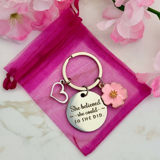 She Believed She Could Keyring - Three Bears Emporium