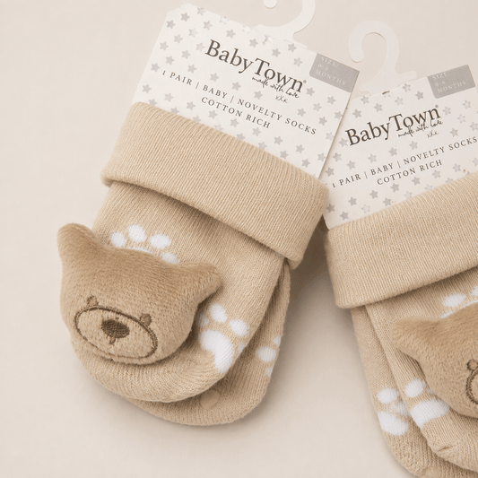 Teddy Baby Socks With Rattle - Three Bears Emporium