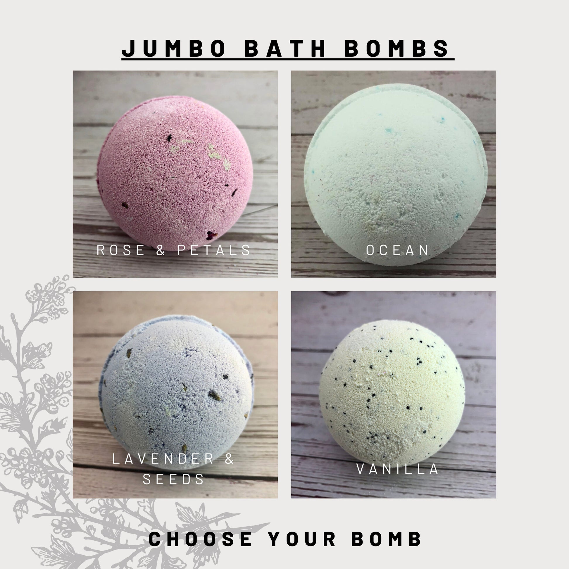 Rose, ocean, lavender and vanilla bath bomb