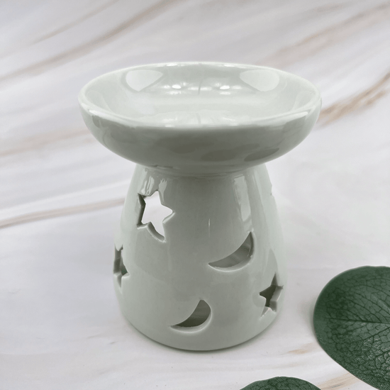 Moon & Stars White Wax Melt Burner - Three Bears Emporium