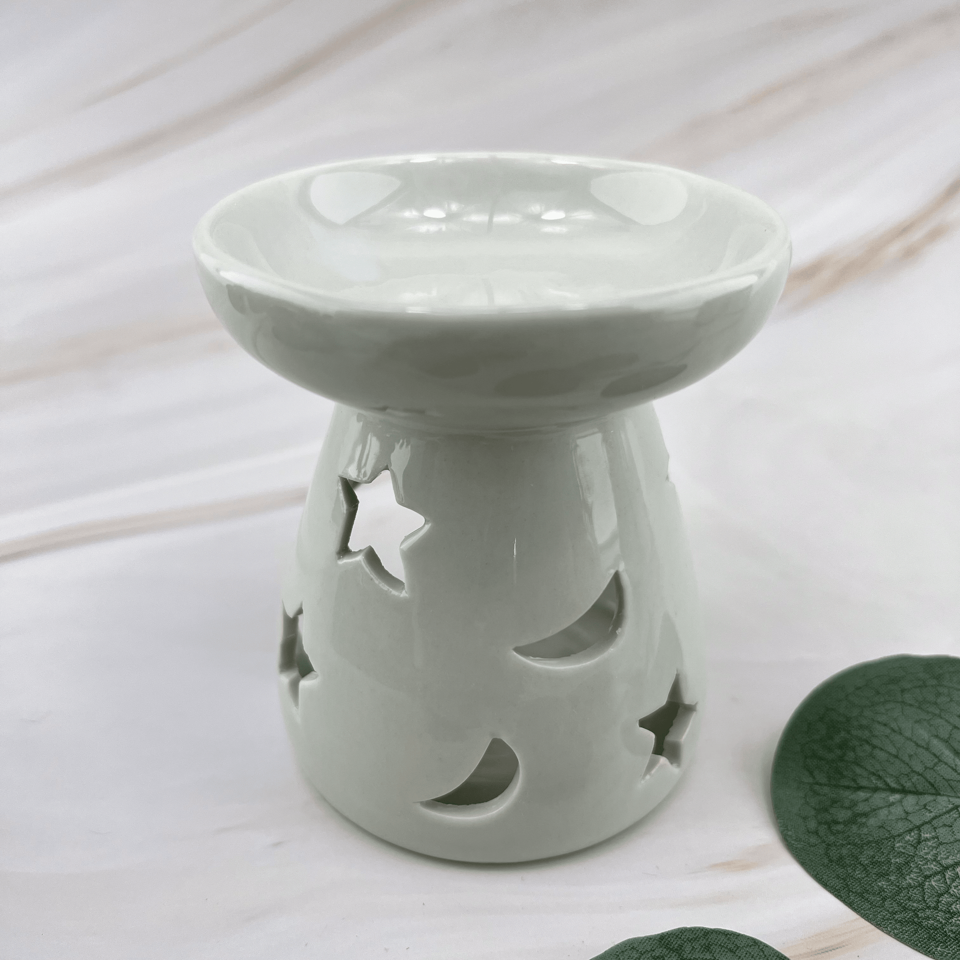Moon & Stars White Wax Melt Burner - Three Bears Emporium
